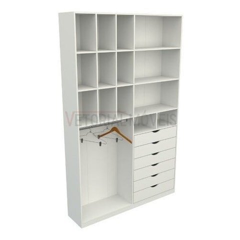 Armário Colmeia Samara M3 100% Mdf Closet Gaveta Loja - Branco