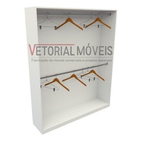 Armário Arara Dupla M4 100%mdf Closet Cabideiro Loja - Branco