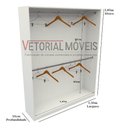 Ver imagem 3 de Armário Arara Dupla M4 100%mdf Closet Cabideiro Loja - Branco