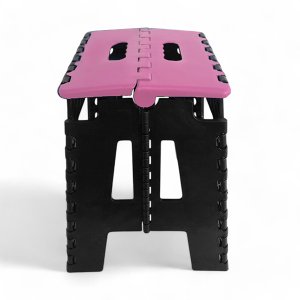 Banqueta Dobrável Multiuso Rosa até 100kg Plástico:rosa