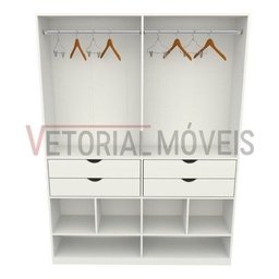Armário Arara Gaveta Sabrina M4 100% Mdf Closet Lojas Gaveta - Branco - 4