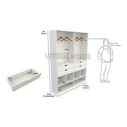 Armário Arara Gaveta Sabrina M4 100% Mdf Closet Lojas Gaveta - Branco - 2