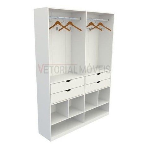 Armário Arara Gaveta Sabrina M4 100% Mdf Closet Lojas Gaveta - Branco