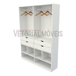 Armário Arara Gaveta Sabrina M4 100% Mdf Closet Lojas Gaveta - Branco - 3