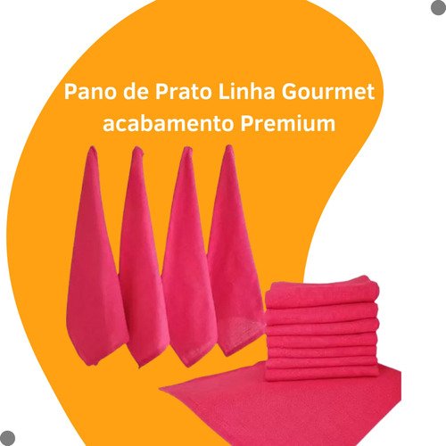 05 Pano de Prato Cozinha 70x50 Cm Varias Cores Liso Kit Top - Rosa-chiclete - Liso - 6