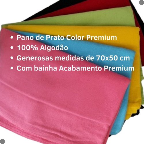 05 Pano de Prato Cozinha 70x50 Cm Varias Cores Liso Kit Top - Rosa-chiclete - Liso - 2