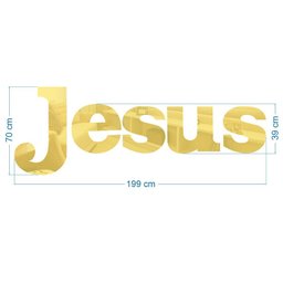 Palavra em Acrílico Espelhado "jesus" - Modelo 3 com 70cm Altura Dourado - 2