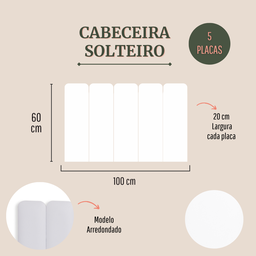 Cabeceira Solteiro Modulada Arredondada Cama Box Corino Branco - 2