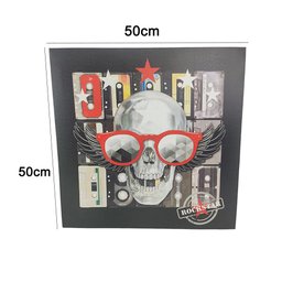 Quadro Decorativo Rockstar Caveira Quarto Sala Moldura 50x50 Decoraçao Banda Musica Enfeite LEVA PRA - 8