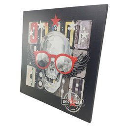 Quadro Decorativo Rockstar Caveira Quarto Sala Moldura 50x50 Decoraçao Banda Musica Enfeite LEVA PRA - 3