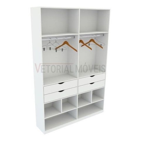 Armário Arara Gaveta Sabrina M8 100% Mdf (closet Gaveta) - Branco