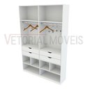 Ver imagem 4 de Armário Arara Gaveta Sabrina M8 100% Mdf (closet Gaveta) - Branco