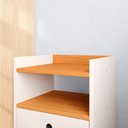 Ver imagem 3 de Kit 2 Mesas Cabeceira Mesinha Lateral Sapateira Vertical Banquinho Quarto Off White/cinamomo - Rpm
