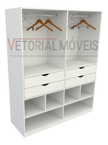 Guarda Roupa Closet Solteiro  M3 100% Mdf Closet Loja Roupeiro Gaveta - Branco - 2