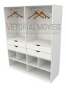 Ver imagem 4 de Guarda Roupa Closet Solteiro M3 100% Mdf Closet Loja Roupeiro Gaveta - Branco
