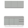 Armário de Cozinha Argélia e Balcão Gabinete 150cm sem Tampo Marrocos Cinza Claro - Lumil Lumil Móve - 6