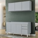 Ver imagem 1 de Armário de Cozinha Argélia e Balcão Gabinete 150cm sem Tampo Marrocos Cinza Claro - Lumil Lumil Móve