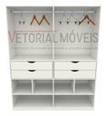 Ver imagem 2 de Guarda Roupa Closet Solteiro Sabrina M7 100% Mdf Closet Loja Roupeiro Gaveta - Branco