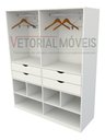 Ver imagem 3 de Guarda Roupa Closet Solteiro Sabrina M7 100% Mdf Closet Loja Roupeiro Gaveta - Branco