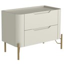 Ver imagem 1 de Mesa de Cabeceira Orgânica 2 Gavetas Pés Industrial Dourado Bliss I03 Luna - Lyam Decor