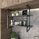 Ver imagem 2 de Prateleira Suspensa Industrial para Cozinha - Nichos Decorativos