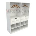 Ver imagem 2 de Guarda Roupa Closet Solteiro  Sabrina M6 100% Mdf Closet Loja Roupeiro Gaveta - Branco