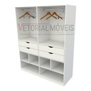 Ver imagem 4 de Guarda Roupa Closet Solteiro  Sabrina M6 100% Mdf Closet Loja Roupeiro Gaveta - Branco