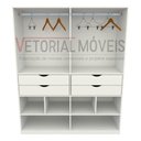 Ver imagem 3 de Guarda Roupa Closet Solteiro  Sabrina M6 100% Mdf Closet Loja Roupeiro Gaveta - Branco