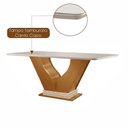Ver imagem 5 de Sala de Jantar 6 Cadeiras Estofadas Riviera e Mesa com Tampo MDF e Vidro Safira Cinamomo/Off White