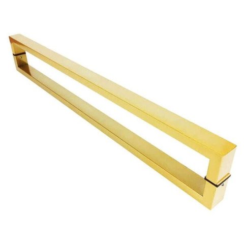 Puxador Portas Duplo Aço Inox Dourado Metálico Acetinado Greco 2,5 m para portas: pivotantes/