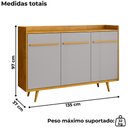 Ver imagem 3 de Balcão Buffet 3 Portas Quartzo 135 Cm Cinamomo Off White Bechara