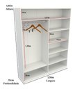 Ver imagem 1 de Armário Misto Arara Mariana 100% Mdf (closet Roupa Colmeia) - Branco