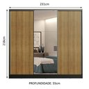 Ver imagem 3 de Guarda-Roupa Casal 100% MDF Madesa Royale 3 Portas de Correr com Espelho Preto/Rustic Cor:Preto/Rust