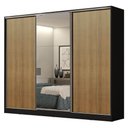 Ver imagem 2 de Guarda-Roupa Casal 100% MDF Madesa Royale 3 Portas de Correr com Espelho Preto/Rustic Cor:Preto/Rust