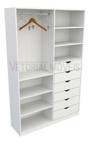 Armário Arara Gaveta Verônica M2 100% Mdf Sapato Roupa - Branco