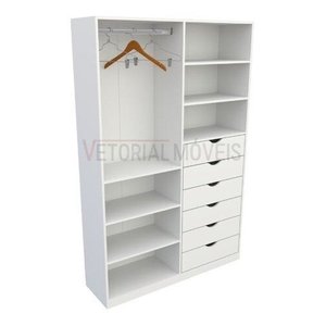 Armário Arara Gaveta Verônica M2 100% Mdf Sapato Roupa - Branco