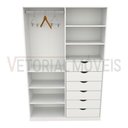 Ver imagem 4 de Armário Arara Gaveta Verônica M2 100% Mdf Sapato Roupa - Branco