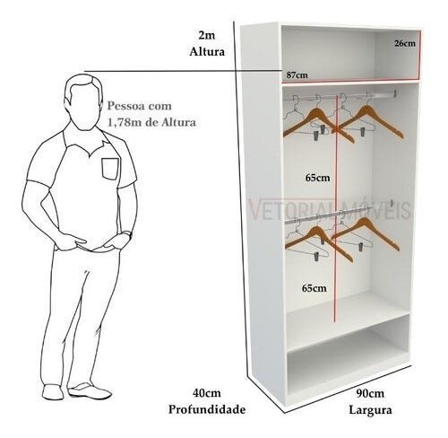 Armário Cabideiro Marina M11 100% Mdf Closet Lojas Expositor - Branco ...