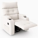 Ver imagem 5 de Poltrona Amamentação Penélope Giratória Balanço Reclinável Manual Bouclé Off White - Sallar Home