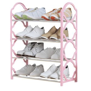 Sapateira de 4 Andares Rosa Rack Organizadora para Sapatos