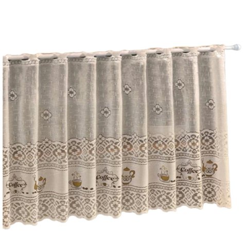 Cortina Pia/Balcão/Banheiro/Cozinha Renda Varias Estampas:Coffee Creme