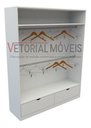 Ver imagem 2 de Armário Cabideiro Marina M9 100% Mdf Closet Loja Gaveta - Branco