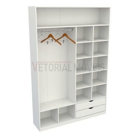 Armário Colmeia Cabideiro Gaveta Mayara M3 100% Mdf Closet - Branco