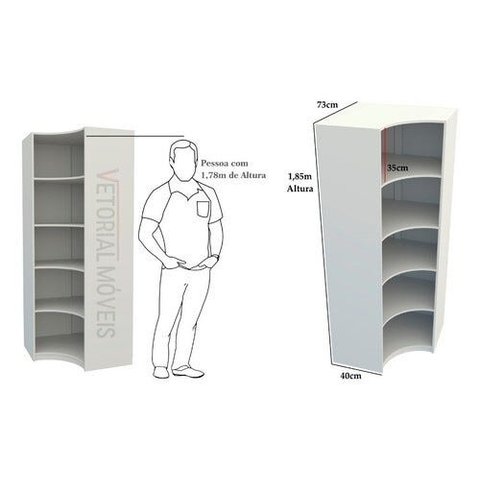 Armário Prateleira Canto M4 100% Mdf Loja Closet Dispensa - Branco