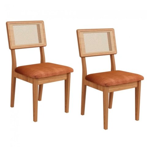 Kit 2 Cadeiras em Mdf Freijó Estofado Vermelho Veronese Encosto com Tela Dalla Costa