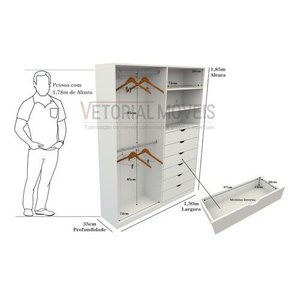 Armário Arara Gaveta Brenda 100% Mdf Quarto Sapato Roupa - Branco