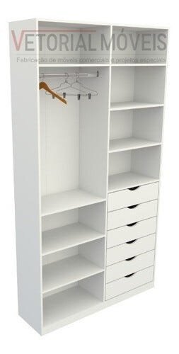 Armário Arara Gaveta Verônica M3 100% Mdf Closet Roupeiro - Branco