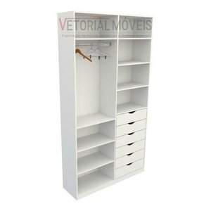 Armário Arara Gaveta Verônica M3 100% Mdf Closet Roupeiro - Branco