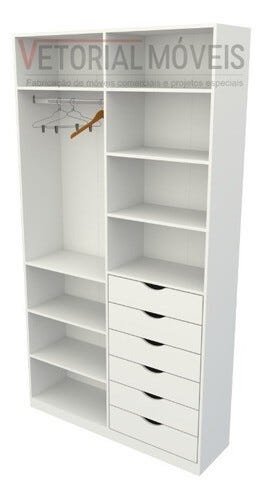 Armário Arara Gaveta Verônica M3 100% Mdf Closet Roupeiro - Branco - 4