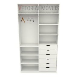 Armário Arara Gaveta Verônica M3 100% Mdf Closet Roupeiro - Branco - 3